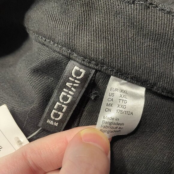 H & M Divided Women Sz XXL Black Denim 5-Pocket Wide Leg Jeans NWT - Picture 7 of 9